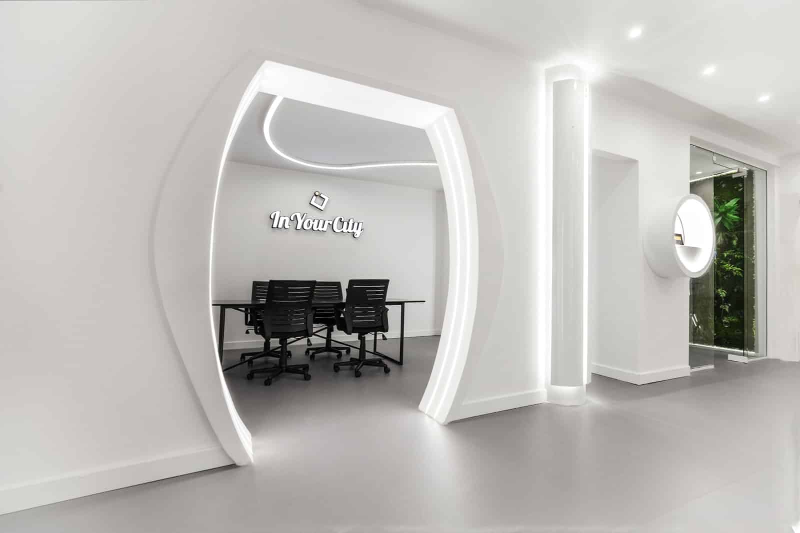 InYourCity digital marketing agency office with the branded archway
